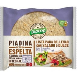 Piadina de Trigo Espelta 50% Integral Lino-Amapola 225g