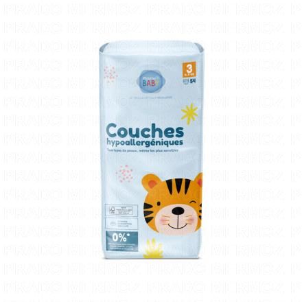 Couches hypoallergéniques taille 3 - 4 à 9kg x54 couches