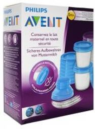 10 Pots de Conservation de Lait Maternel SCF618/10 - Boîte 10 pots de 180 ml + 2 adaptateurs tire-lait