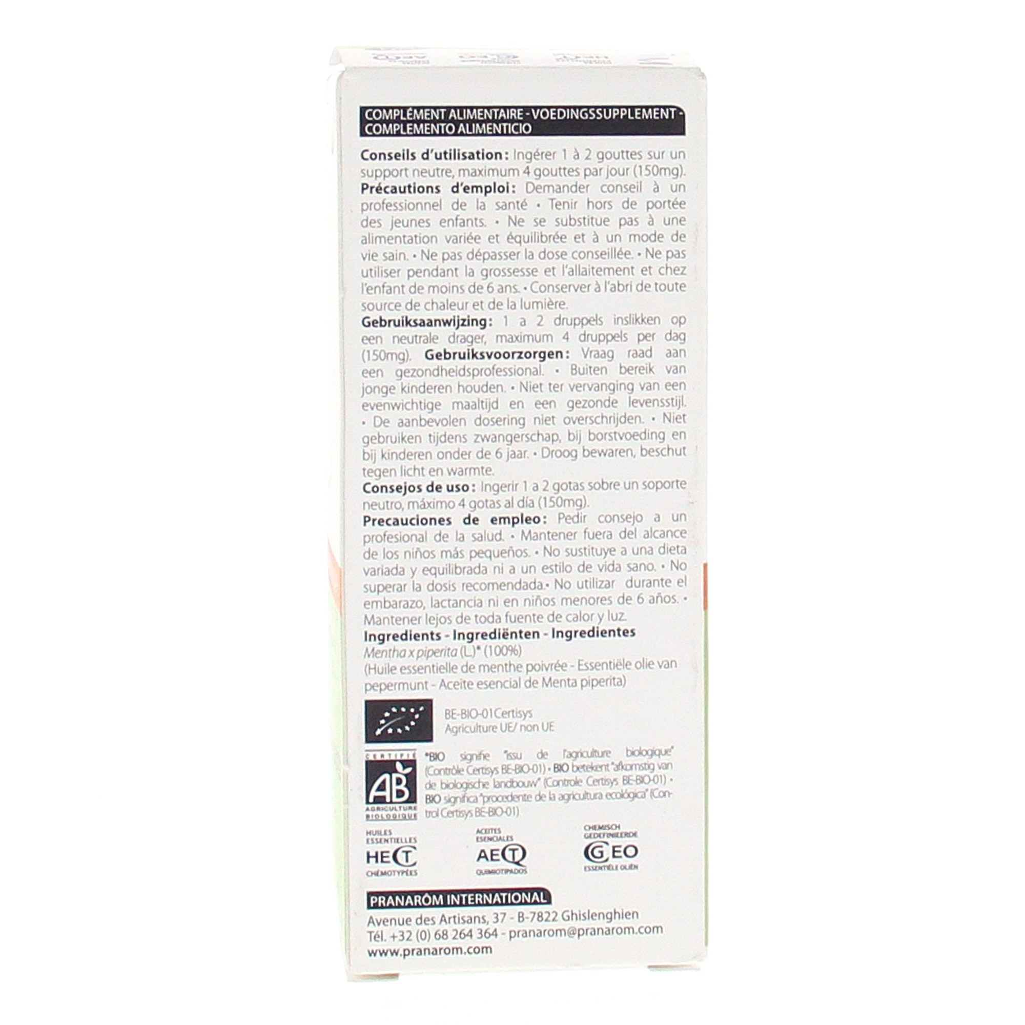 Huile essentielle Menthe Poivrée bio flacon 30ml