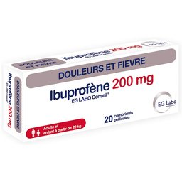 Ibuprofene EG 200 mg pour fièvre et/ou douleurs - Boîte 20 comprimés