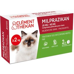 Clement Thekan Milprazikan Traitement Des Vers Plats Et Ronds Chat 2 Comprimés