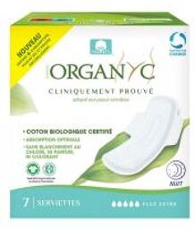 7 Serviettes Hygiéniques Nuit Flux Extra Peaux Sensibles - Boîte 7 serviettes