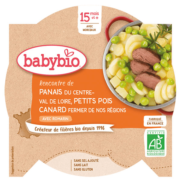 Repas Midi Assiette Panais Petits Pois Canard +15m Bio 260g