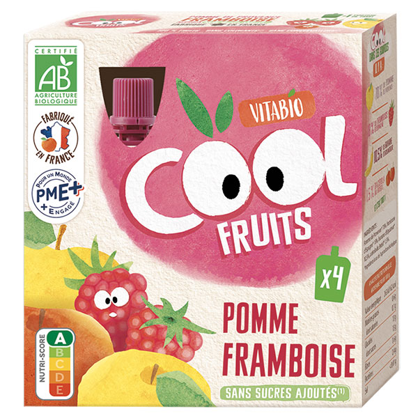 Cool Fruits Pomme Framboise Acérola Bio 4 x 90g