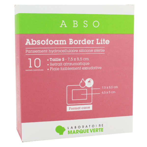Absofoam Border Lite Pansement Hydrocellulaire 7,5cm x 8,5cm 10 unités