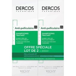 Dercos Shampooing Traitant Anti-Pelliculaire Cheveux Normaux à Gras 2 x 200 ml