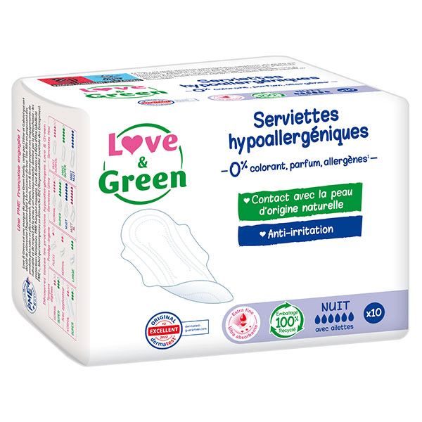 Serviettes Nuit Hypoallergéniques 0% x10