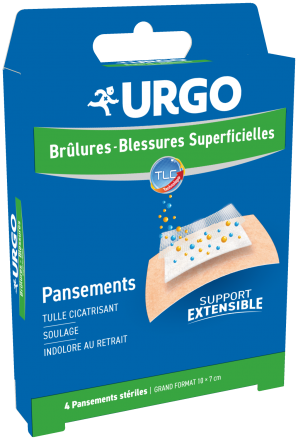 Brûlures blessures superficielles grand format boîte de 4