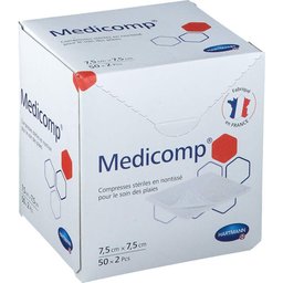 Medicomp Compresses Non Tissé Stériles 7,5 x 7,5 cm Boite de 50 sachets