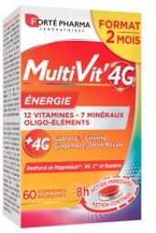 MultiVit'4G Énergie 2 Mois 60 Comprimés Bicouches - Boîte 60 Comprimés