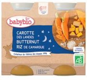 Bonne Nuit Carotte Des Landes Butternut Riz de Camargue - Carton 2 pots de 200 g