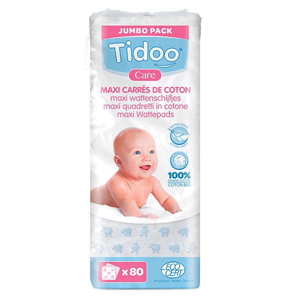 Care Coton Maxi Carrés Bio - 80 cotons