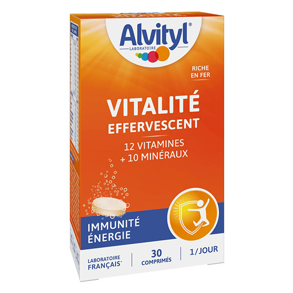 Vitalité effervescents 12 vitamines 10 minéraux dès 12 ans 30 comprimés