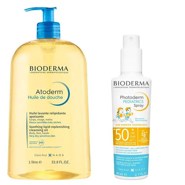 Routine Enfant Solaire et Huile de Douche des Peaux Sèches