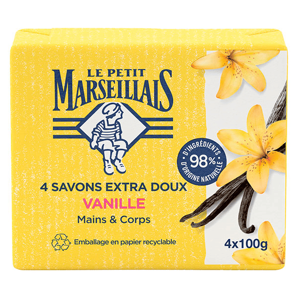 Savon Extra Doux Vanille Lot de 4 x 100g
