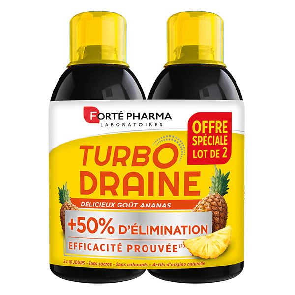 TurboDraine Ananas Draineur Minceur Elimination Lot de 2 x 500ml