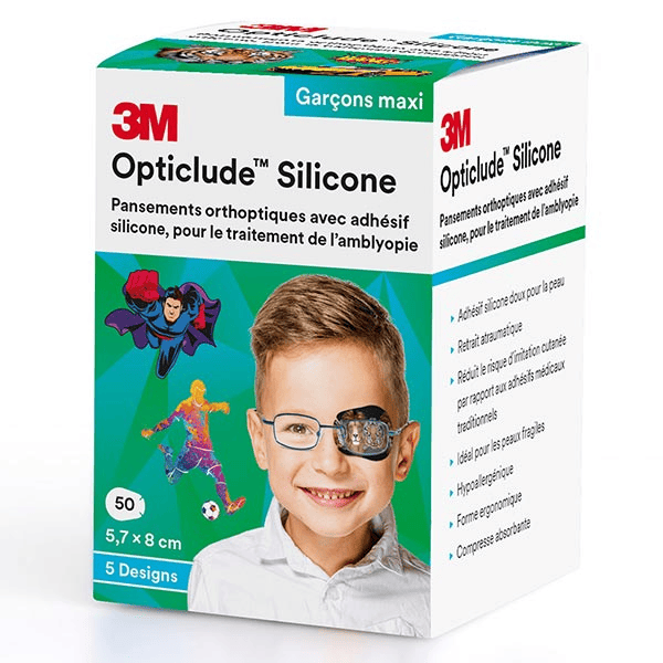 Opticlude Silicone Pansements Orthoptiques Boys Maxi 50 unités