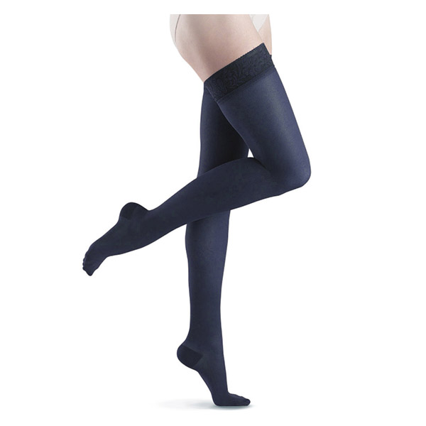 Essentiel Semi-Transparent Bas Auto-Fixants Classe 2 Long Taille S Marine