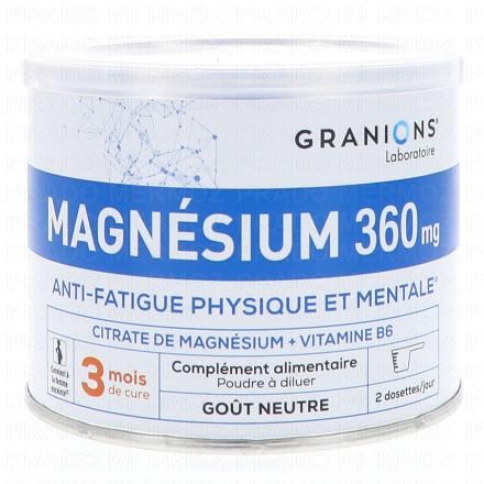 Magnésium 360mg Fatigue physique et mentale poudre 360 mg