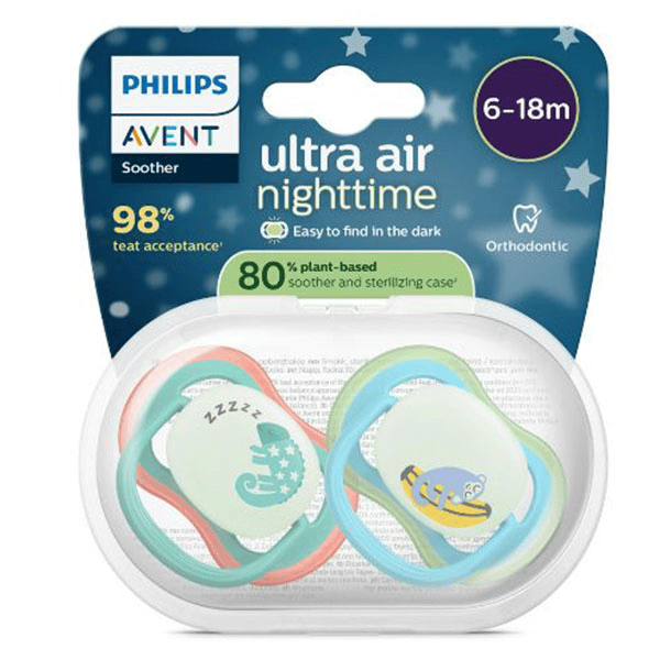 Sucette Ultra Air Nuit 6-18M Polaire x2, sans BPA