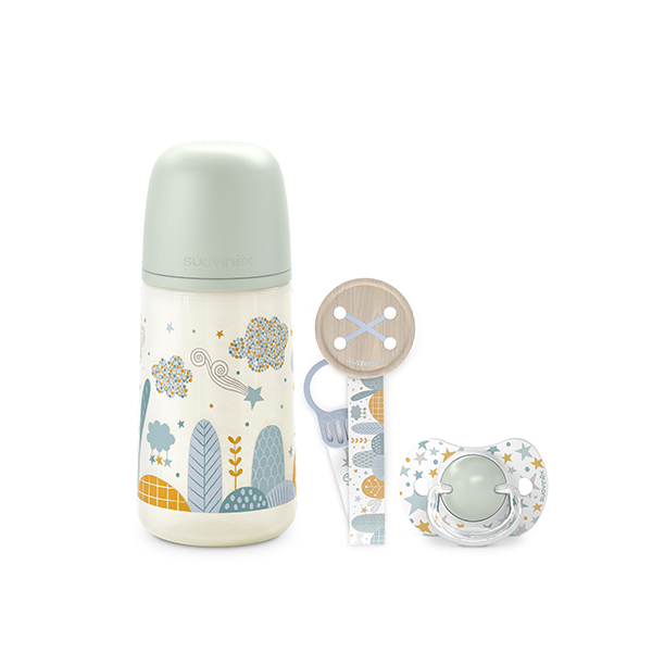 Coffret Cadeau Biberon Sucette et Attache Sucette Dreams Bleu 270mL