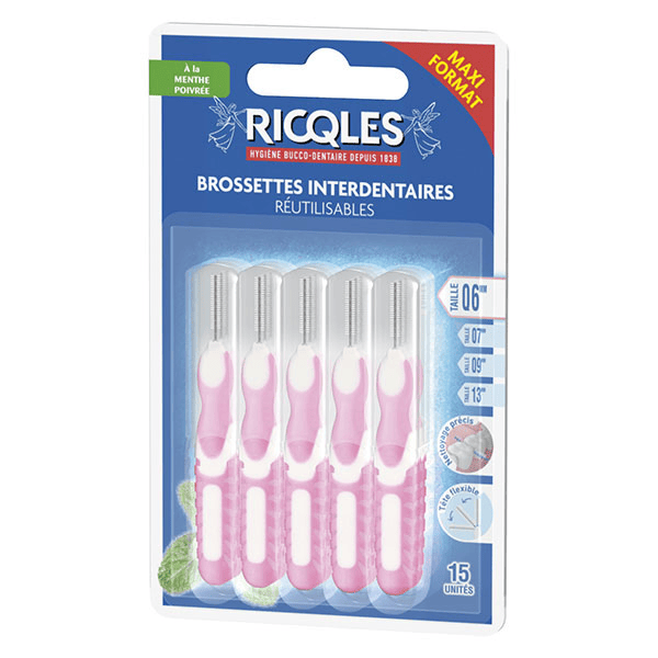 Brossettes interdentaire réutilisables 0,6mm, 15 unités