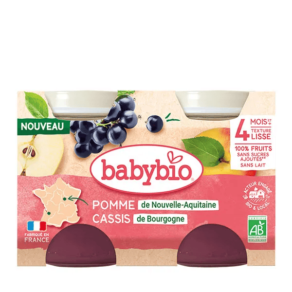 Pomme de Nouvelle-Aquitaine Cassis de Bourgogne Pots de 2 x130g