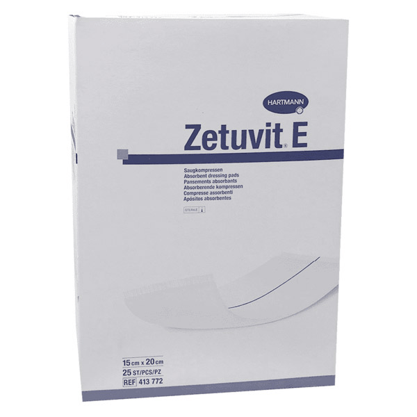 Zetuvit-E Pansement Absorbant Américain Stérile avec Dos Hydrophobe 15 x 20cm 25 unités