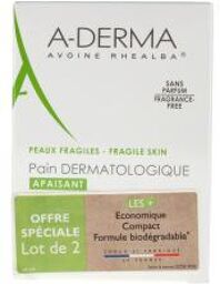Pain Dermatologique Sans Savon et Parfum 2x100 g - Lot 2 pains