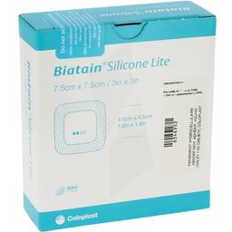 Biatain Silicone Lite - Pansement hydrocellulaire alvéolé, bord adhésif siliconé, fin 7,5 x 7,5 cm