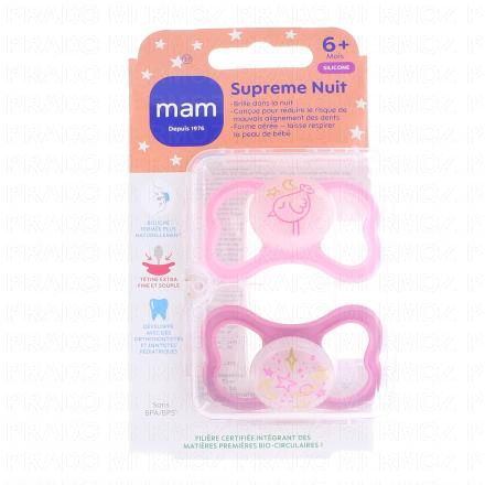 Supreme Sucettes anatomiques silicone nuit +6mois X2
