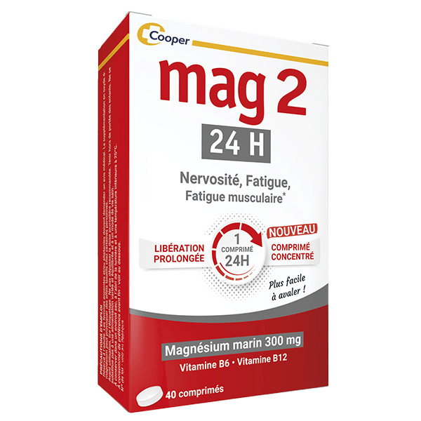 24H Complément alimentaire magnésium marin vitamine B6 40 comprimés