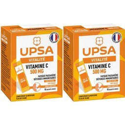Vitamine C 500 mg - 10 sticks, prise sans eau - Adulte & Enfants dès 10ans - Complément alimentaire sans sucres, goût orange - Fatigue passagère et défenses immunitaires