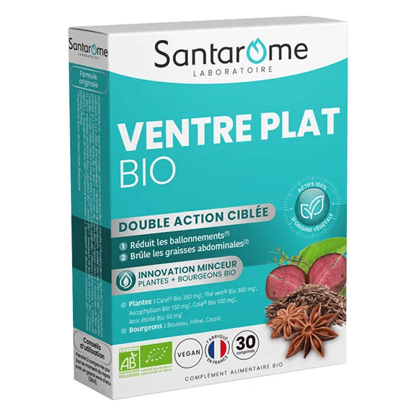 Santarome - Ventre plat bio - Minceur et anti-ballonnements - 30 comprimés