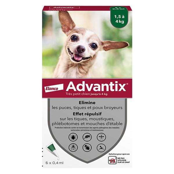 Chien Solution Antiparasitaire Très Petite Race 1,5 à 4kg 6 pipettes