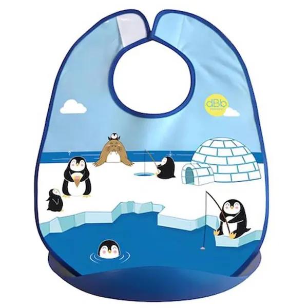 Bavoir Bébé Ramasse tout Poche Ramasse miettes Amovible Motif Pingouin