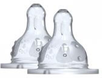 2 Tétines Rondes Anti-Colique 3 Vitesses Débit Lent 0-6 Mois - Blister 2 tétines