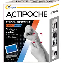 Actipoche - Coussin thermique - Thermothérapie - Contractures musculaires et douleurs articulaires - Petit modèle - 10x15 cm - Gel - 1 unité