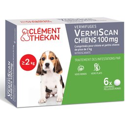 Clement Thekan Vermifuges Vers Plats Et Ronds Chien 2-10 kg 6 Comprimés