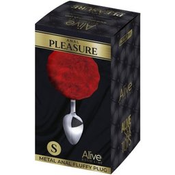 Anal Pleasure Plug Lisse Métal Pompon Rouge Taille S 1ut