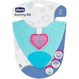 Teether 2en1 Bavoir Gommeux Bleu 2m+ 2m