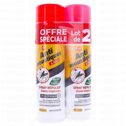 Spray Répulsif Moustique et Tiques Zones Tropicales 2x100ml