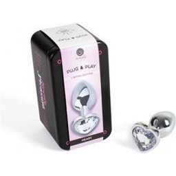 Metal Butt Plug Corazón Transparente Talla S 7cm 1ud