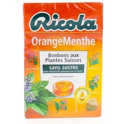 Bonbons aux Plantes Suisses Goût Orange Menthe 50g