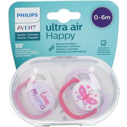 Avent Sucette ultra air Happy Girl 0-6 Mois (Couleur non sélectionnable)