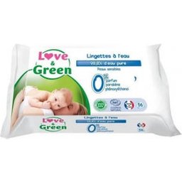 Love & Green Lingettes Hypoallergéniques sans Parfum 56 pièces