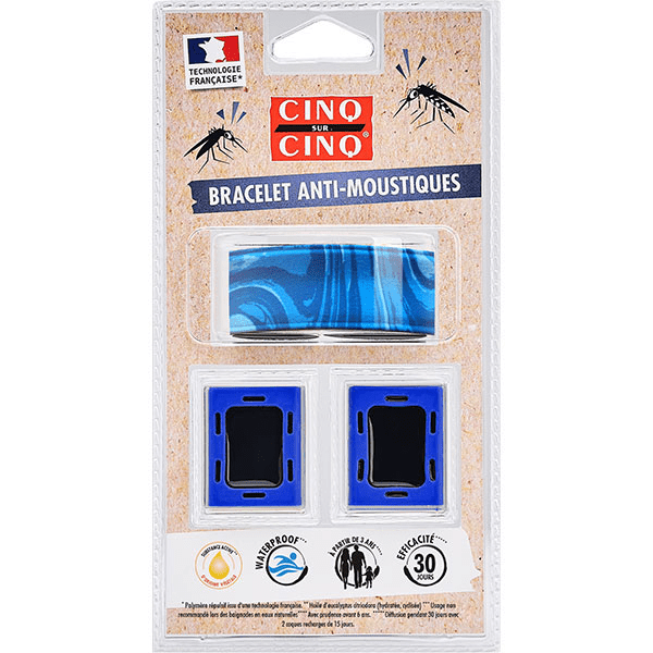 Bracelet Motif Bleu Anti-Moustiques 3 unités