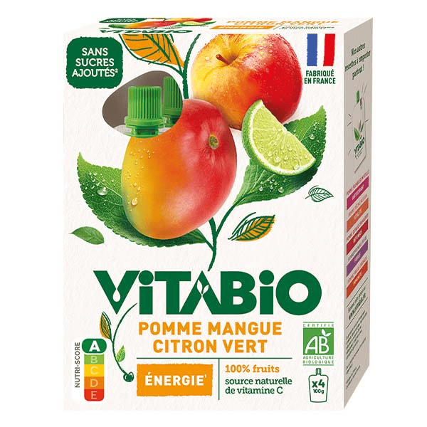 Gourdes Pomme Mangue Citron Vert - ÉNERGIE - BIO - 4x100g