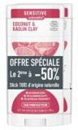 Sensitive Déodorant Stick Naturel Noix de Coco et Argile Kaolin Lot de 2 x 75 g - Lot 2 x 75 g